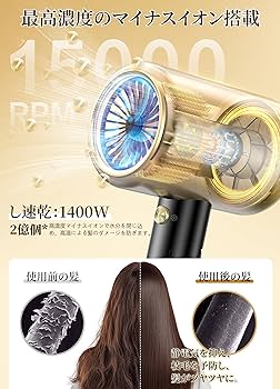 最終セール ヘアドライヤー 大風量 1400W マイナスイオンドライヤー Amazon | ドライヤー 1400W 大風量速乾 高濃度マイナスイオン